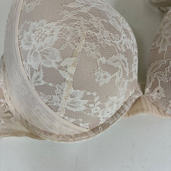 Victoria’s Secret Dream Angels Push-up Bra Beige Ivory Lace Sz 34DD - Picture 2 of 8